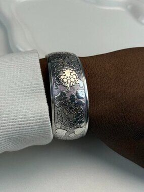 Silver Engraved Bangle‎ Bracelet